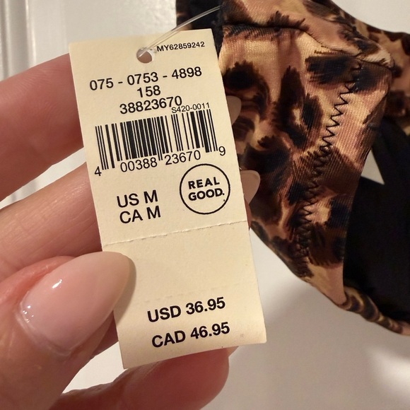 Aerie Brown Leopard Cheetah Print Scoop Bikini Top Swim Size Medium - NWT - Picture 4 of 4